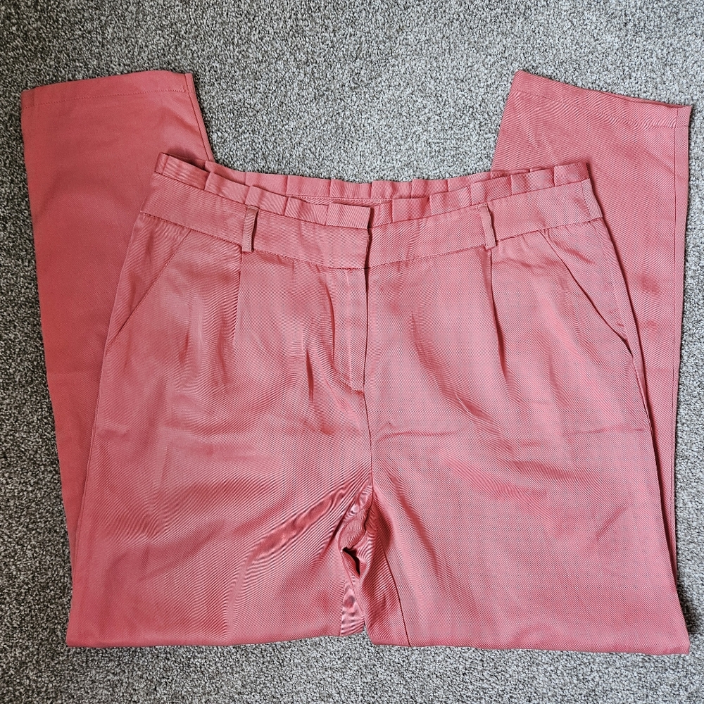 Size 12 / 44 NAF NAF Coral Pants Ruffle Paperbag Waist With Sheen